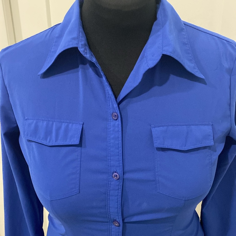 Express Long Sleeve Button Up Collared Stretch Sh… - image 2